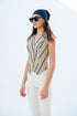 V NECK GOLD BUTTON DETAILS CROP VEST - Barrus London